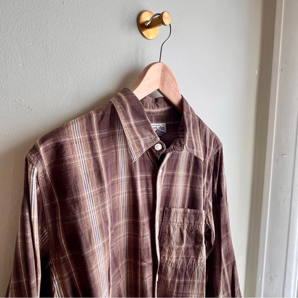 Urban Pipeline Brown Plaid Long Sleeve Button-Down Shirt 100% Cotton Men’s M